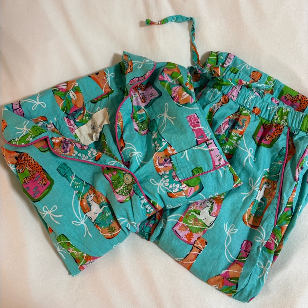 Printfresh Woman’s Pajama Set - Pop The Bubbly (Blue)
